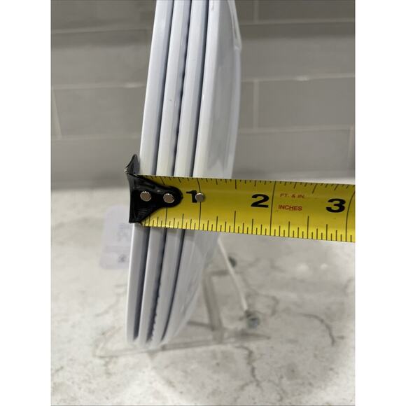 Set 4 Dinner Plates 11" SIGRID OLSEN MELAMINE Sand Swirls w/Blue Edge Large - Picture 6 of 6